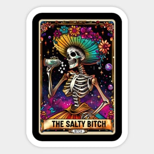 The Salty Bitch, funny skeleton tarot card Sticker